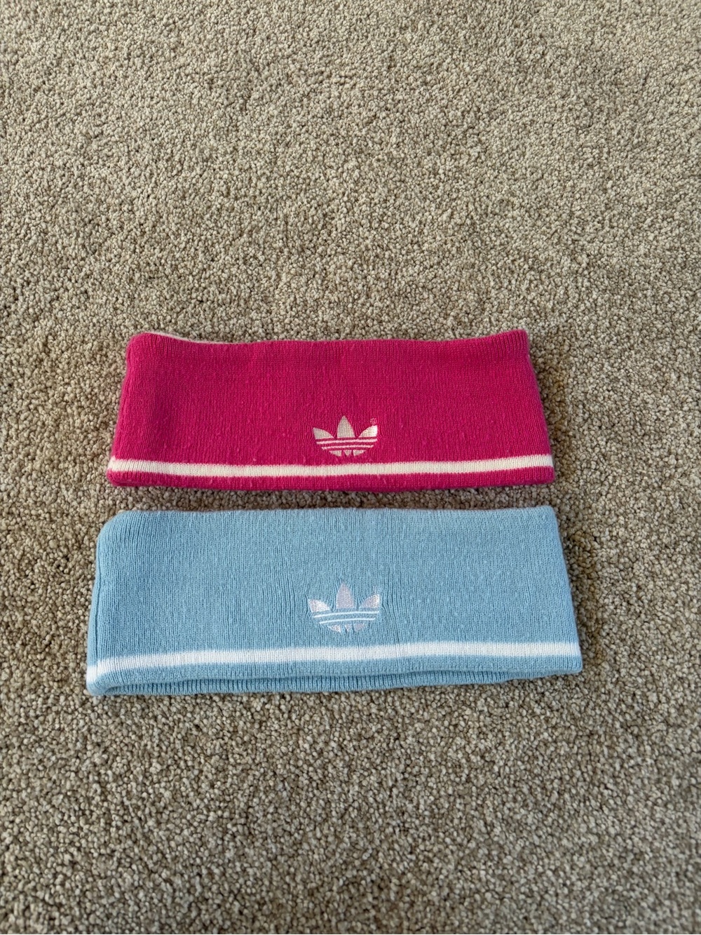 Lot of 2 Vtg y2k reversible adidas striped Knit Sweat Headbands